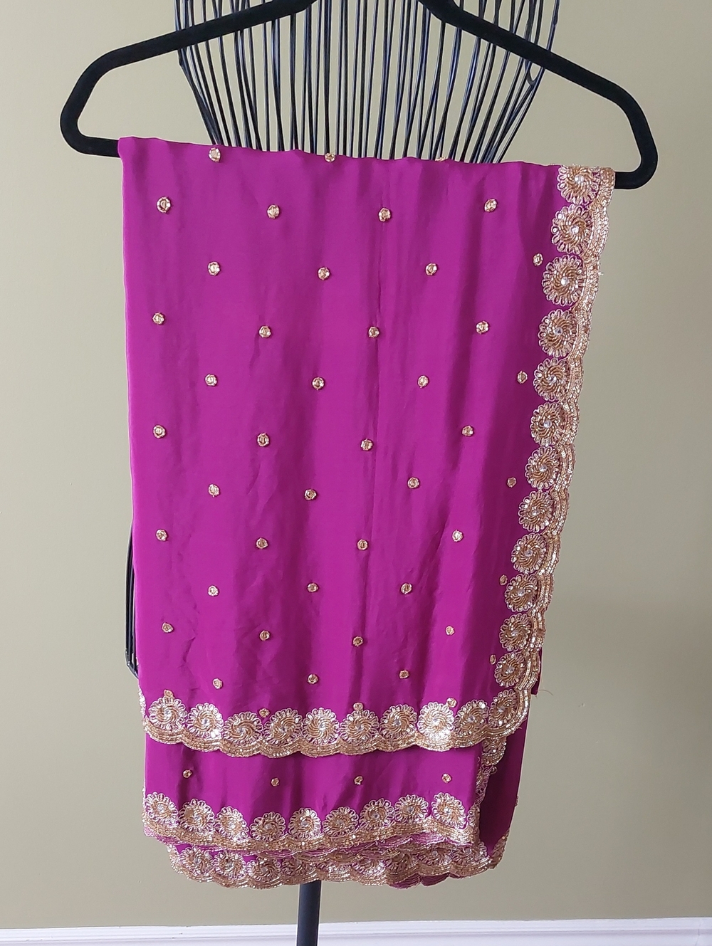 Elegant Fuchsia Embellished Women's Dress